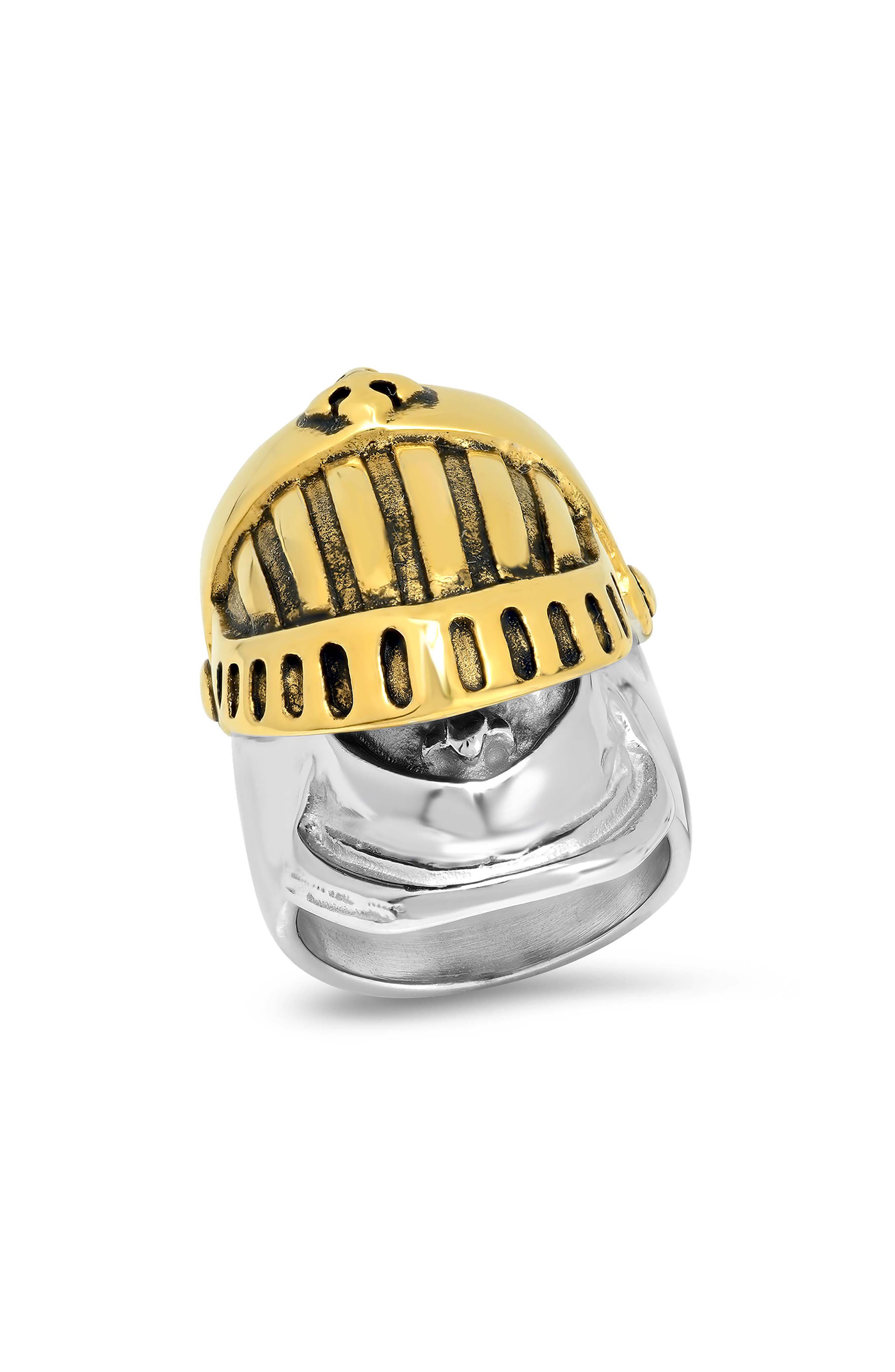 Men's Two Tone Knight Helmet Ring