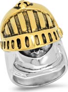 STEELTIME Men's Two Tone Knight Helmet Ring