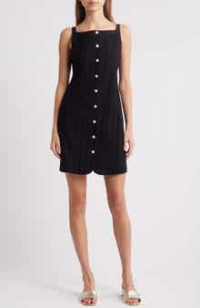 Charles Henry Textured Stripe Cotton Minidress