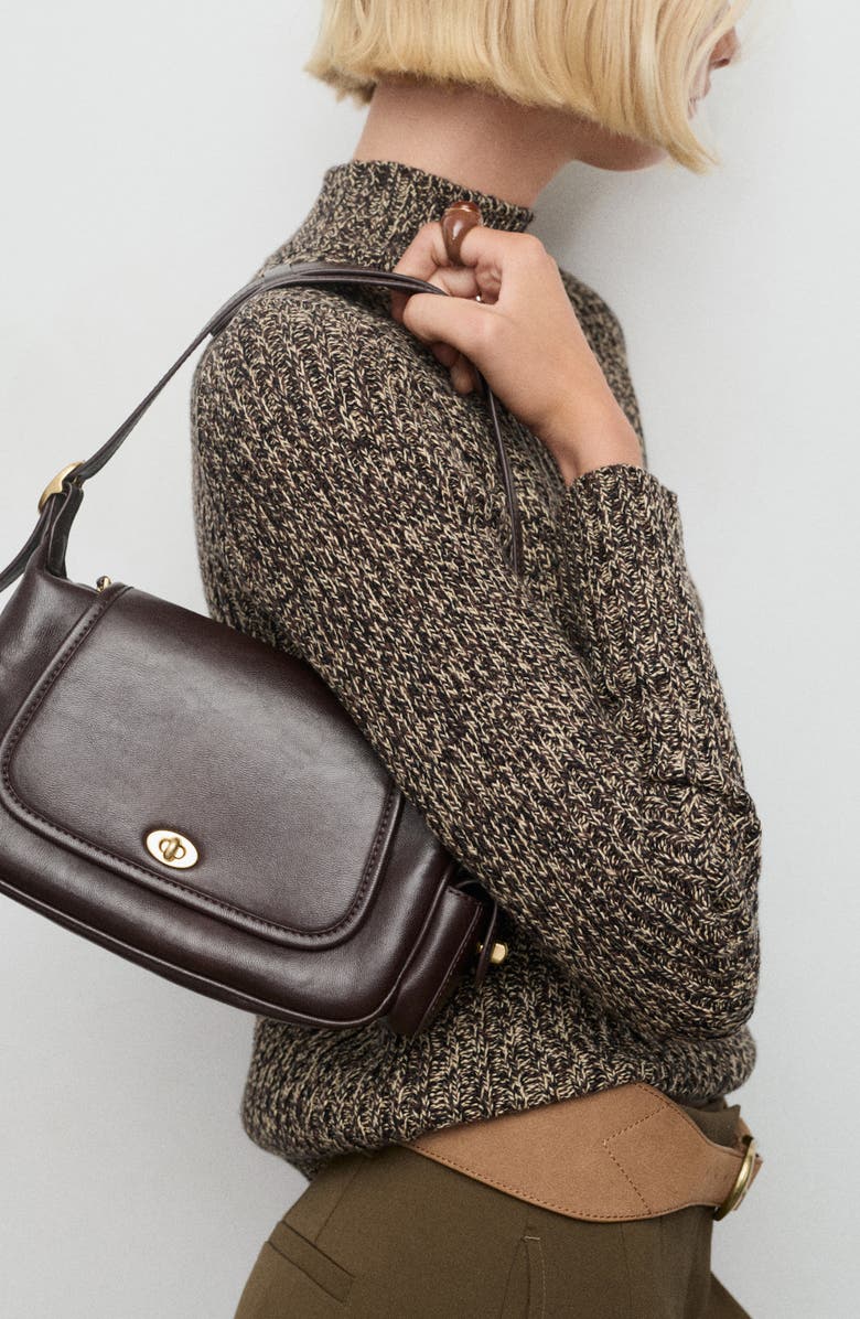 MANGO Speckled Perkins Cotton Blend Sweater, Alternate, color, Chocolate