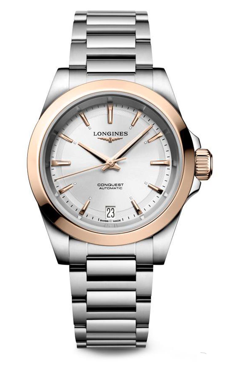 Longines Conquest Automatic Bracelet Watch, 34mm, Main, color, Silver