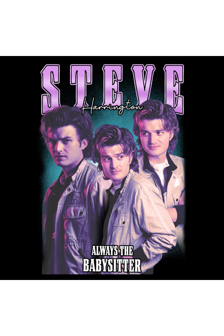 Men's Stranger Things Steve Harrington Collage  Graphic T-Shirt, Alternate, color, Black