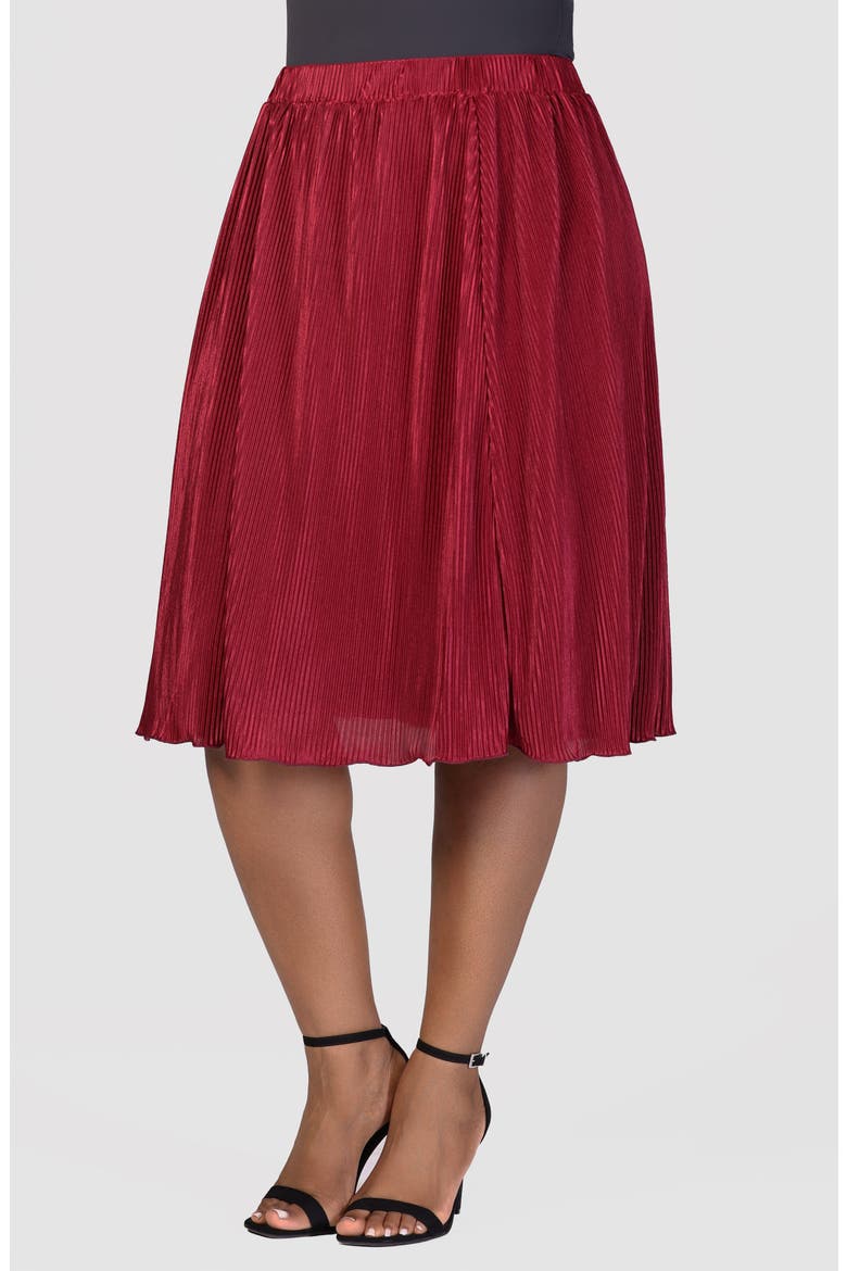 Shimmery Pleated Skirt, Alternate, color, WINE