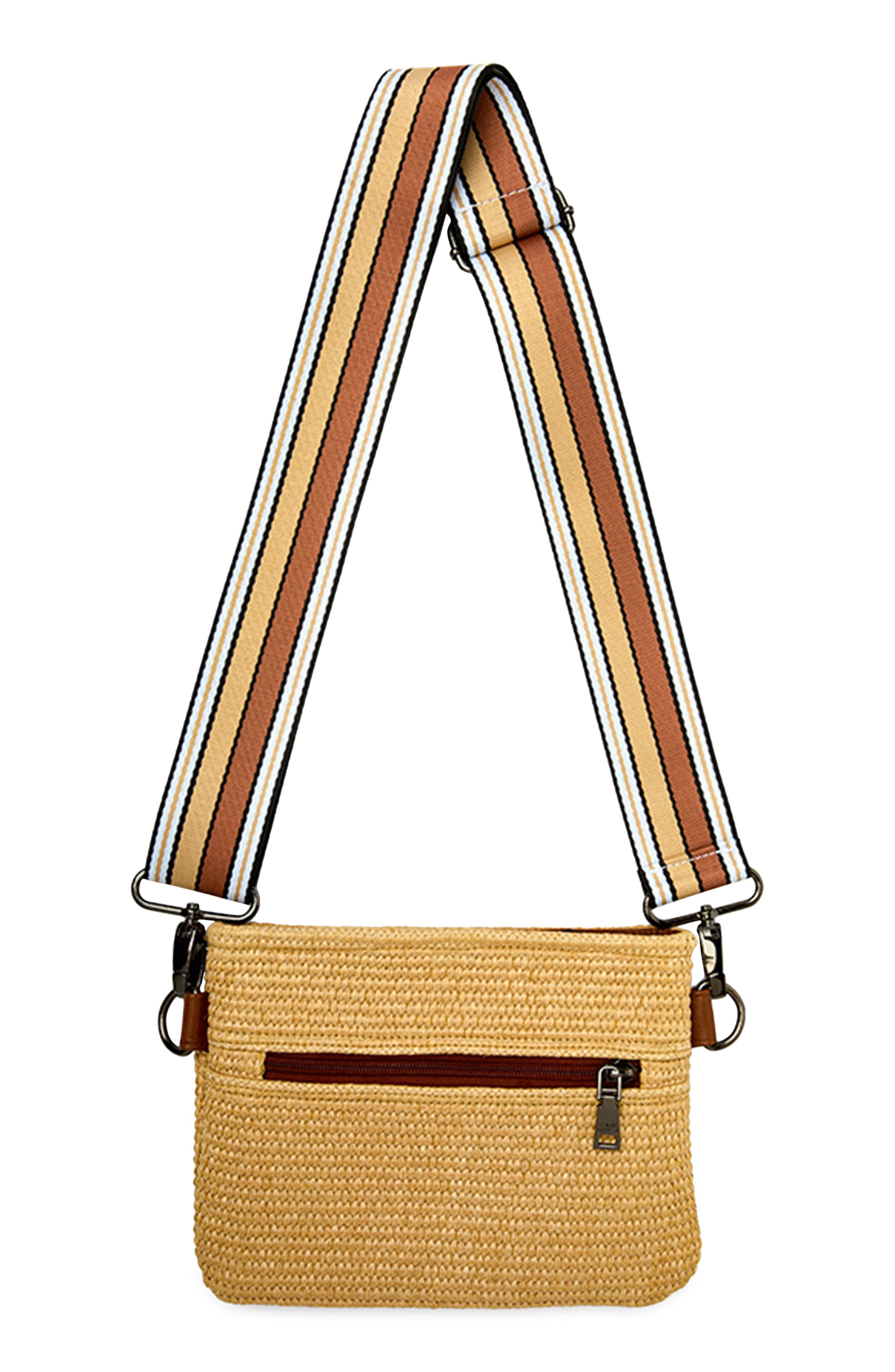 THINK ROYLN Raffia Crossbody Bag, Alternate, color, Dune Raffia W/ Saddle Trim