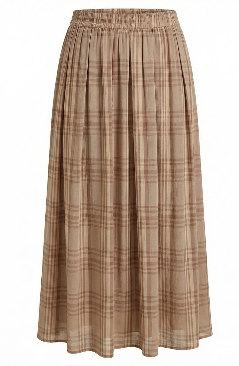 Modenaire Plaid Pleated Pocket Skirt, Alternate, color, Tan / Beige Plaid