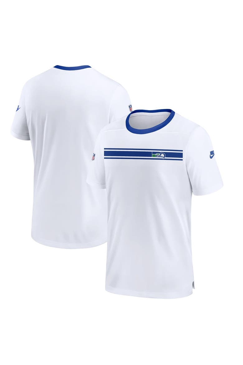 Men's Nike White Seattle Seahawks Throwback Sideline Coaches Performance T-Shirt, Main, color, White