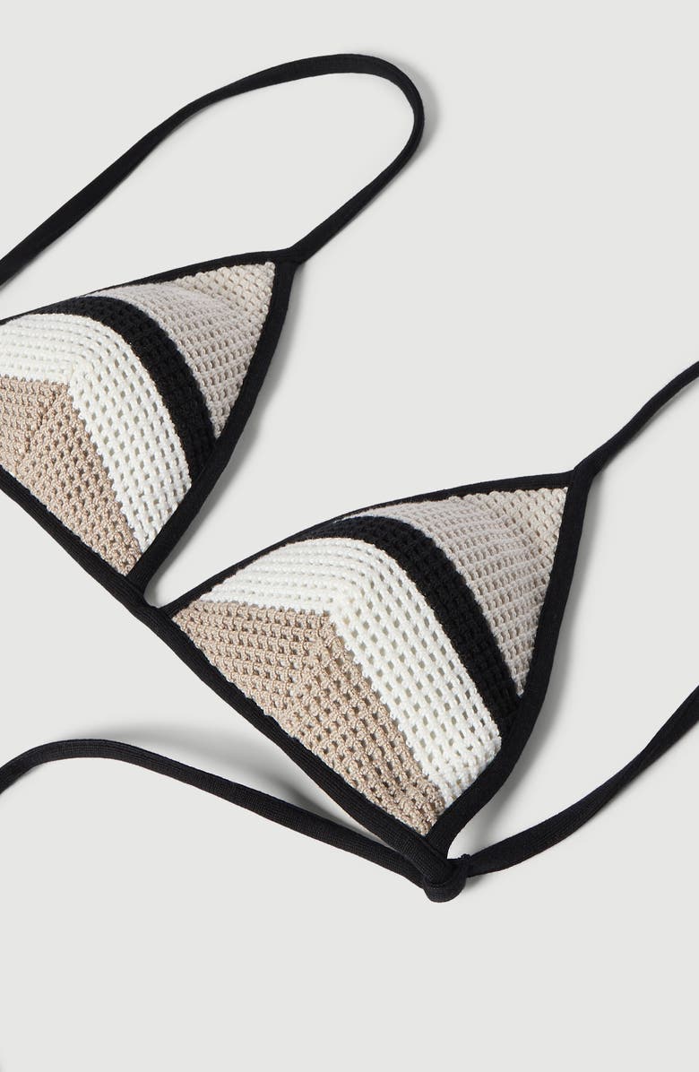 Brunello Cucinelli Net knit bikini top, Alternate, color, Black