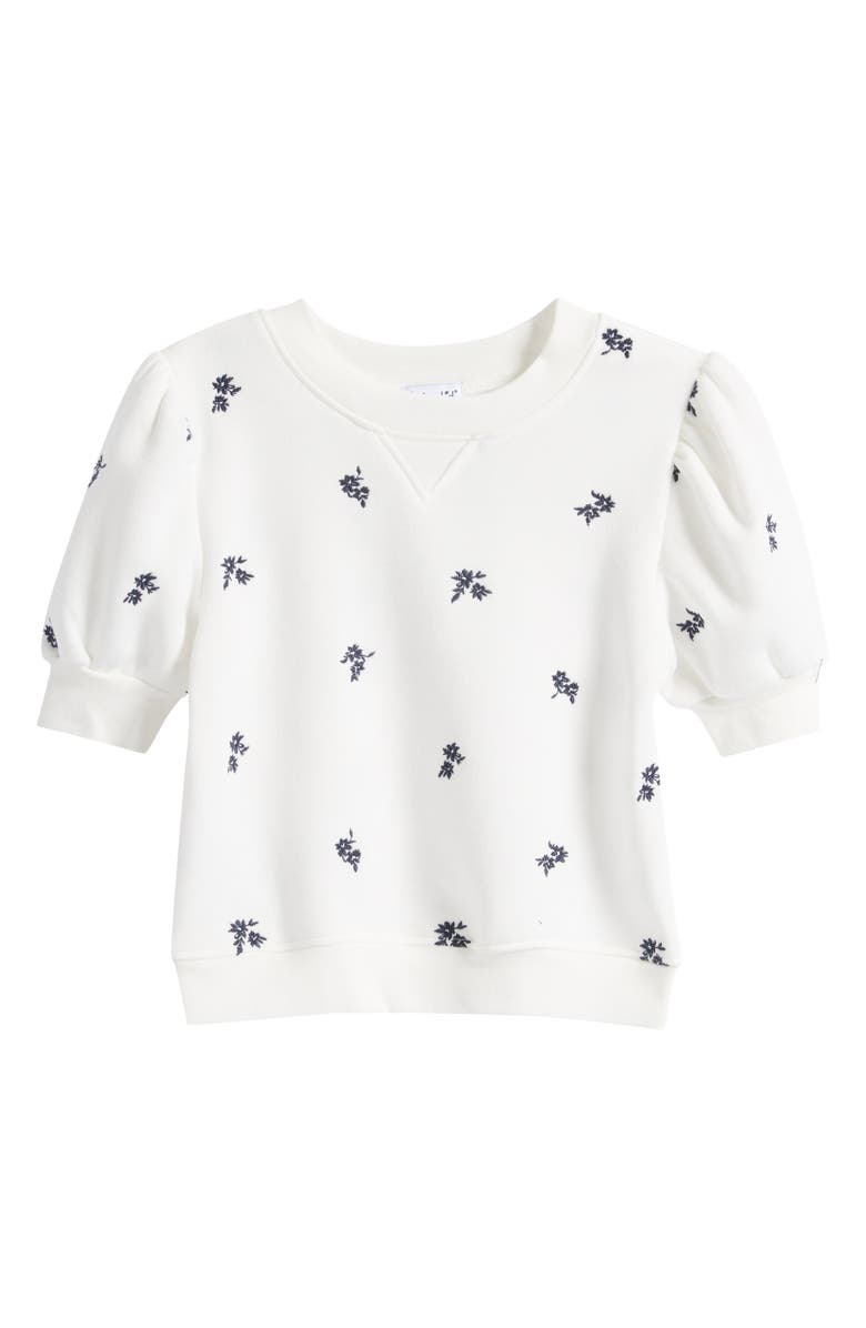 Splendid Kids' Ditsy Bloom Embroidered Puff Sleeve Top, Main, color,