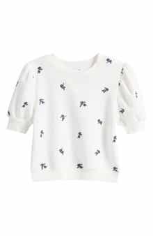 Splendid Kids' Ditsy Bloom Embroidered Puff Sleeve Top