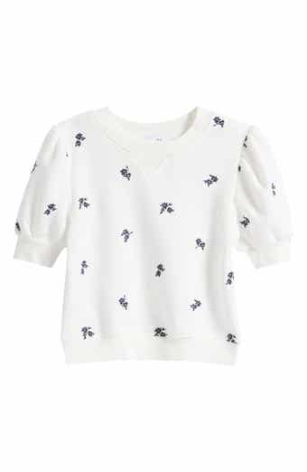 Splendid Kids' Ditsy Bloom Embroidered Puff Sleeve Top