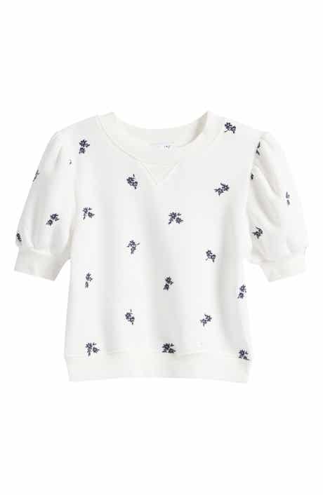 Splendid Kids' Ditsy Bloom Embroidered Puff Sleeve Top