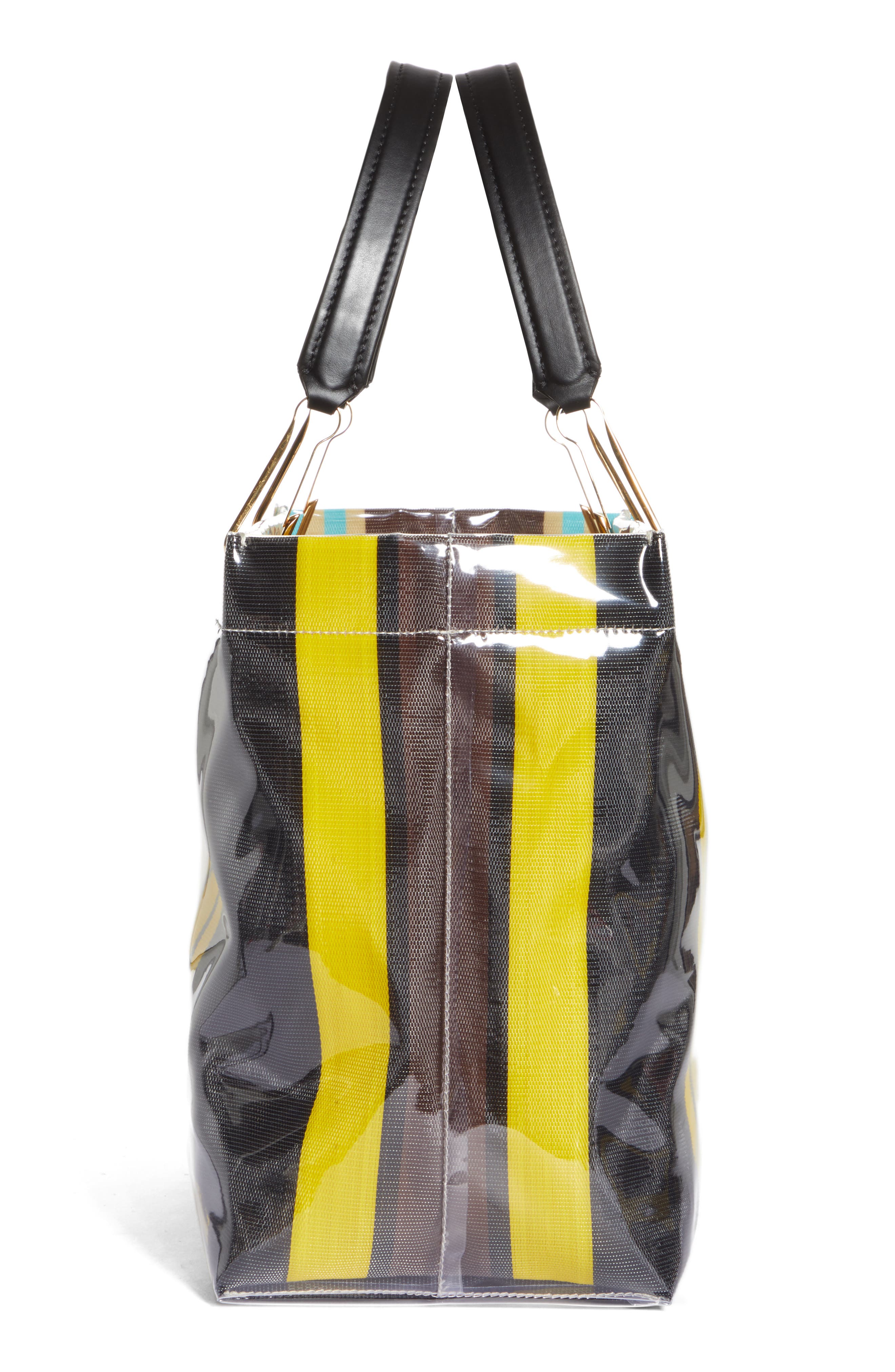 Marni Glossy Grip Logo Stripe Tote, Alternate, color, 