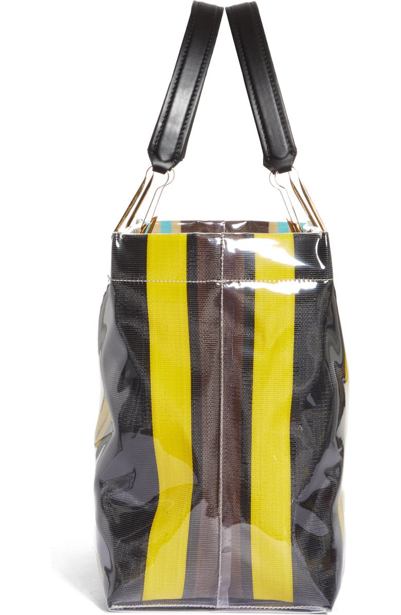 Marni Glossy Grip Logo Stripe Tote, Alternate, color,