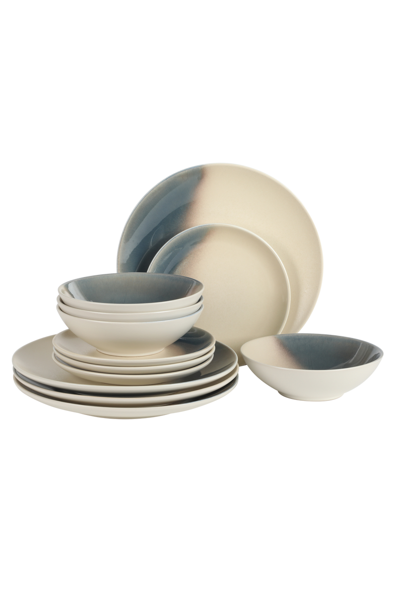 Crescenton 12-Piece Round Reactive Glaze Stoneware Dinnerware Set, Main, color, Blue