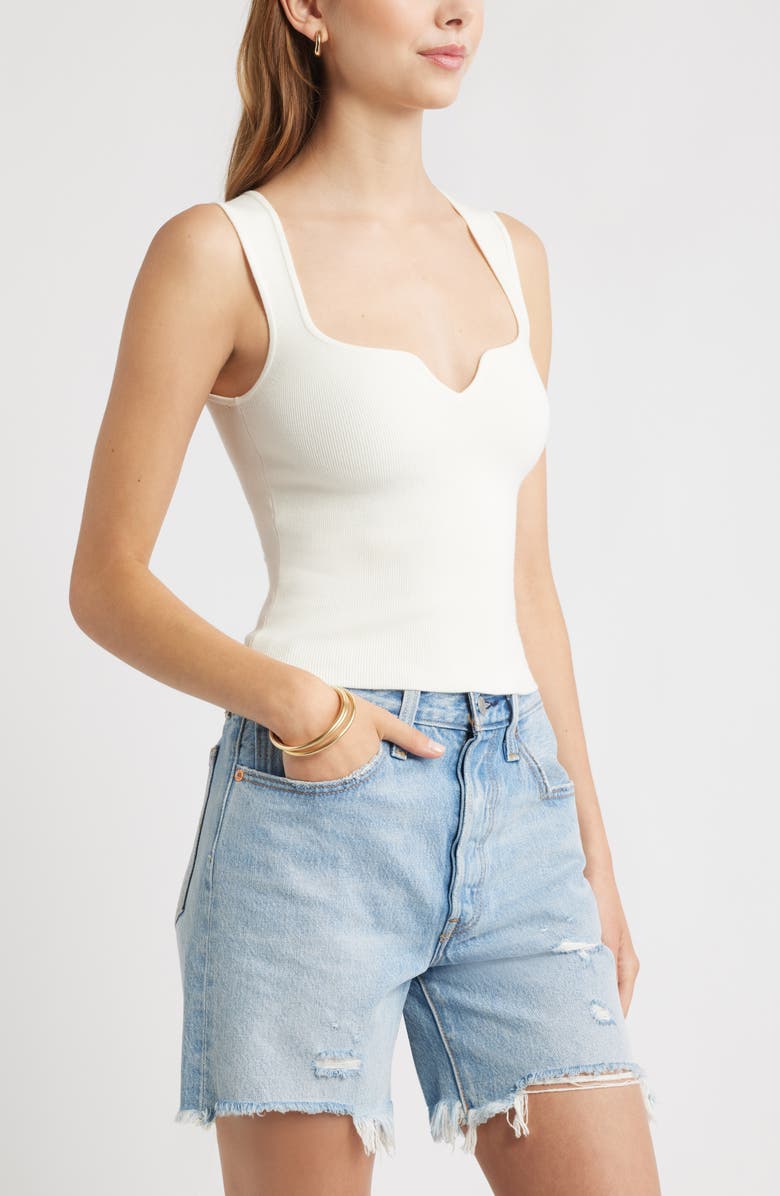 Open Edit Notched Rib Sweater Tank, Alternate, color, Ivory