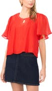 Vince Camuto Flutter Sleeve Pleated Top