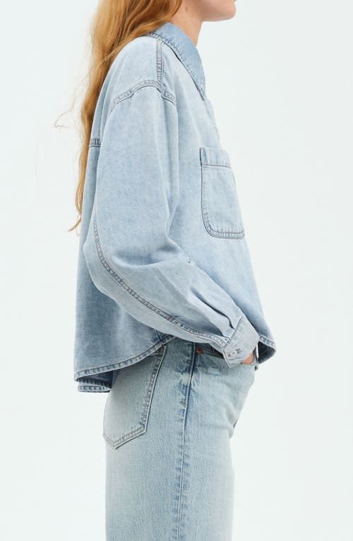 DAZE DAZE THE EDITOR CROP DENIM BUTTON-UP SHIRT