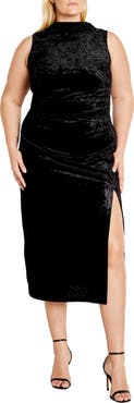 City Chic Aviana Velvet Mock Neck Midi Dress