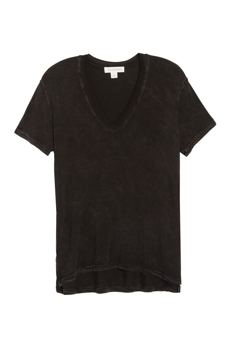 Mineral Wash V-Neck T-Shirt, Main, color, BLACK
