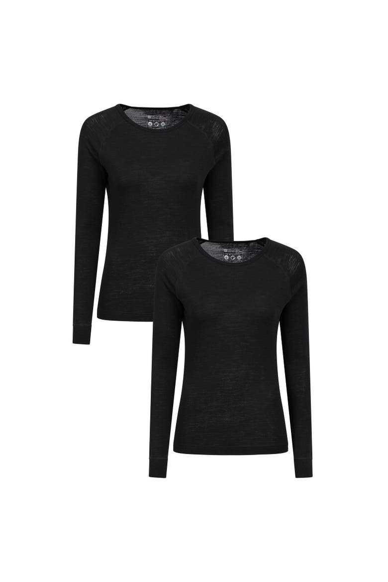 Merino Wool Round Neck Base Layer Top, Main, color, Black
