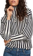 Scotch & Soda Stripe Quarter Zip Cotton & Cashmere Sweater