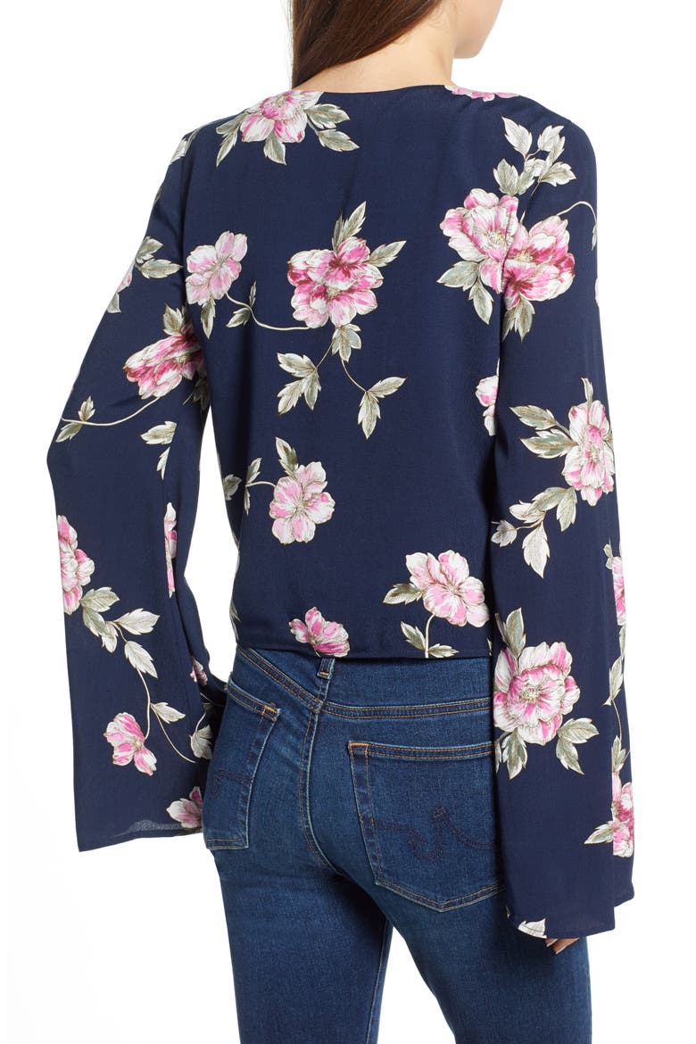 Jerome Floral Bell Sleeve Top, Alternate, color, INK