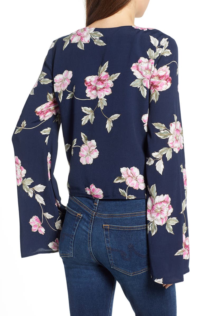 cupcakes and cashmere Jerome Floral Bell Sleeve Top, Alternate, color,