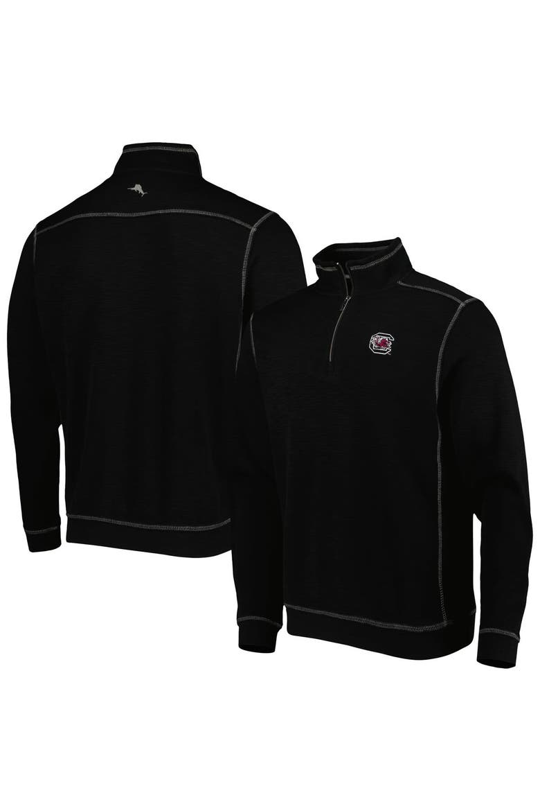 Men's Tommy Bahama Black South Carolina Gamecocks Sport Tobago Bay Tri-Blend Mock Neck Half-Zip Jacket, Main, color, Black