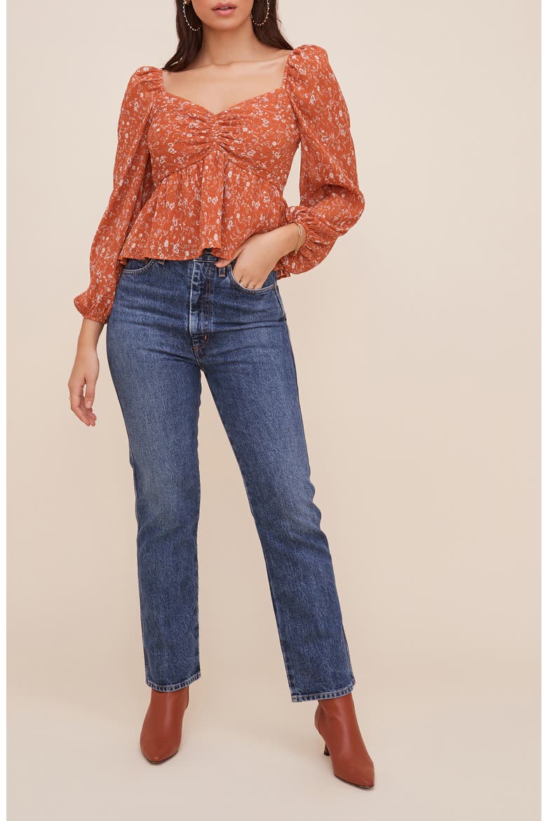 Crinkle Sweetheart Top, Alternate, color, RUST MULTI FLORAL