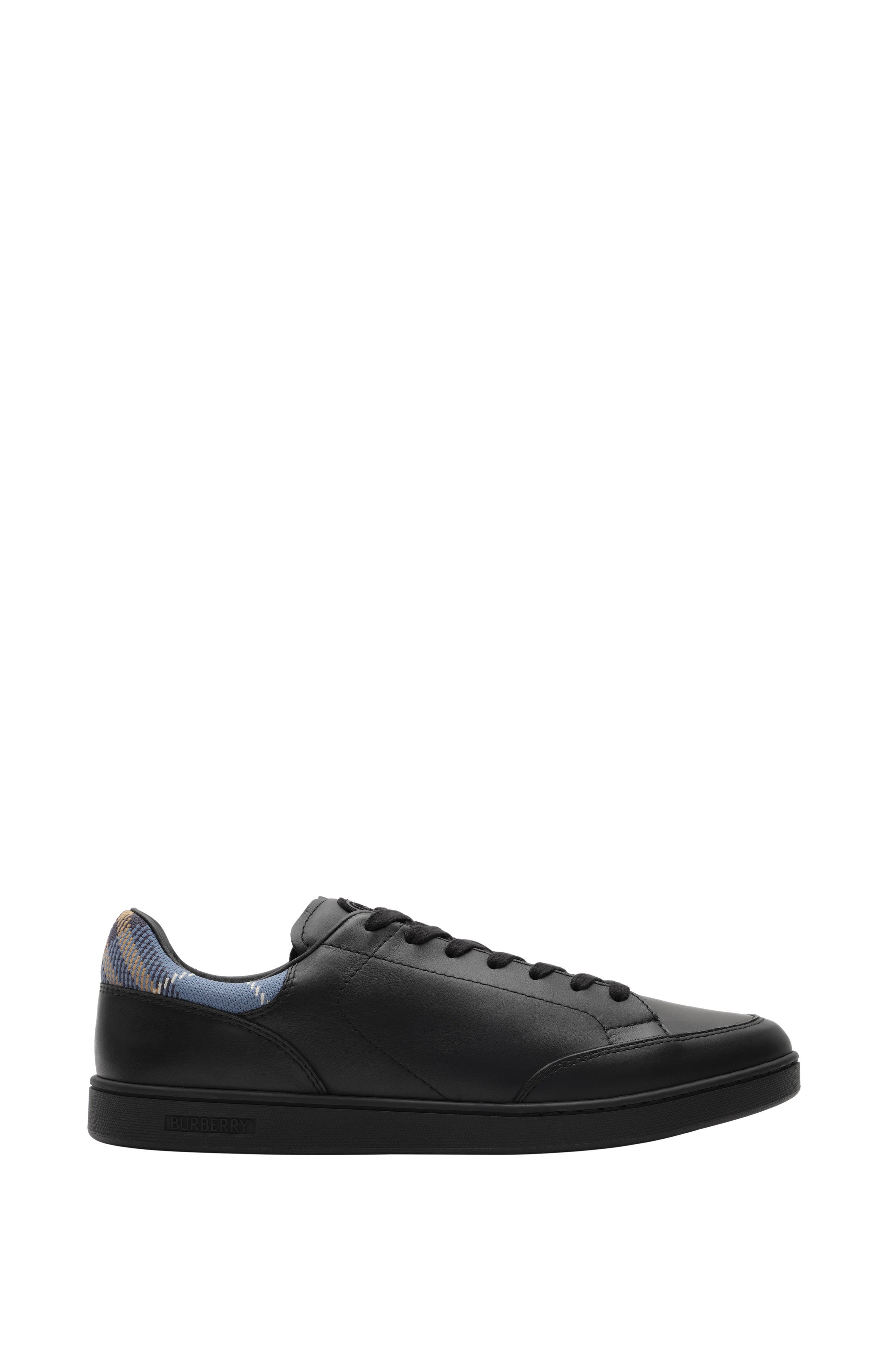 Burberry Leather Set Sneakers, Main, color, Black/Wave Blue