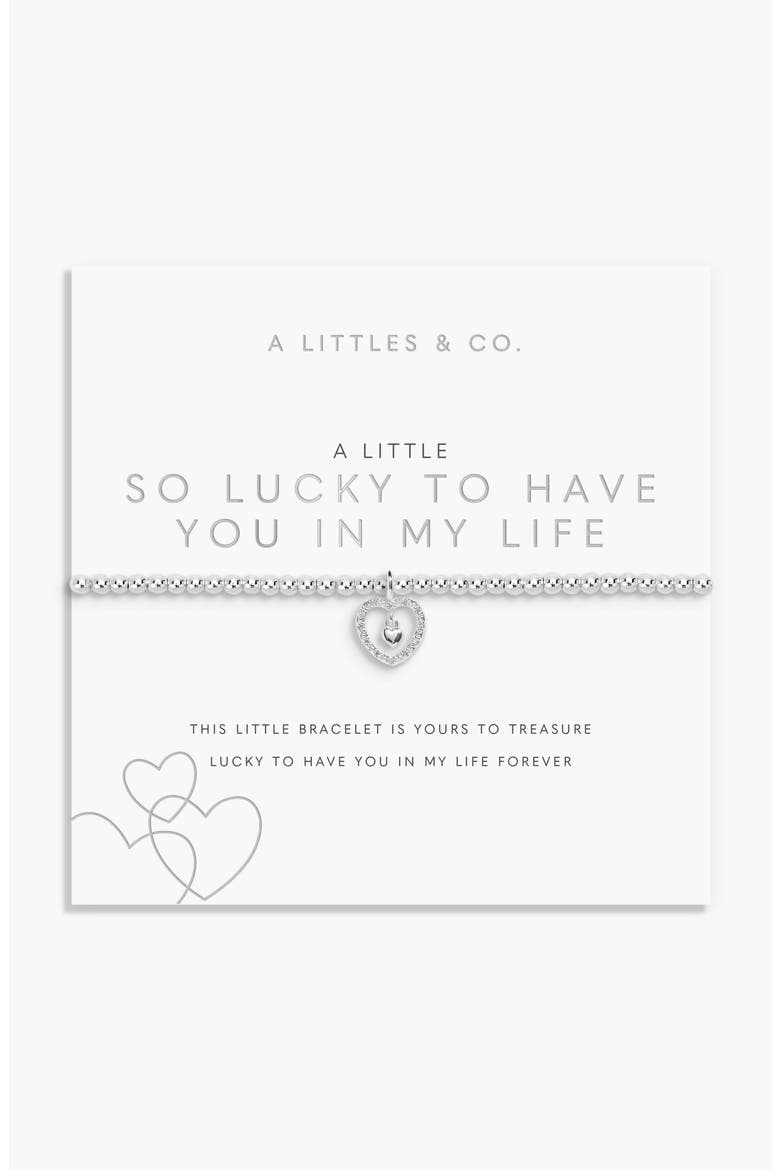 A Little 'So Lucky To Have You In My Life' Bracelet In Silver Plating, Main, color, Metallic Silver