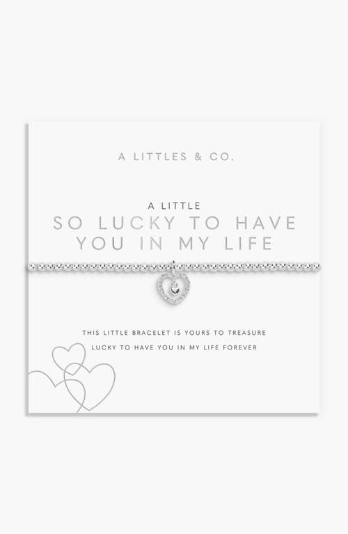 A Littles & Co. A Littles & Co A Little 'so Lucky To Have You In My Life' Bracelet In Silver Plating In Metallic