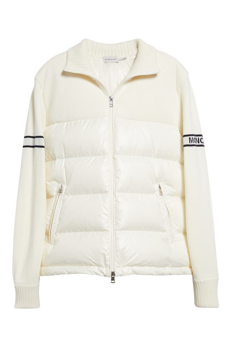 Wool Blend Puffer Cardigan, Alternate, color, WHITE