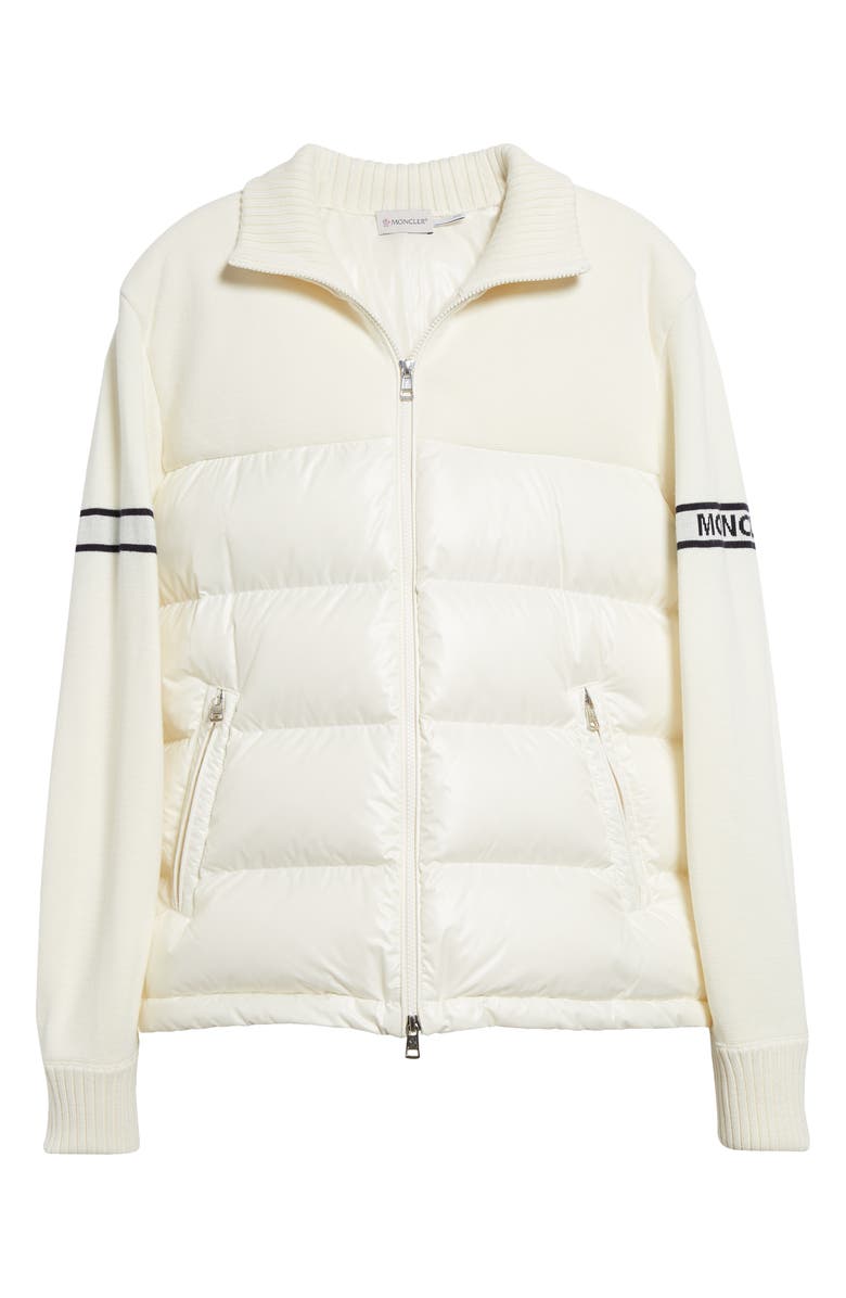 Moncler Wool Blend Puffer Cardigan, Alternate, color, 