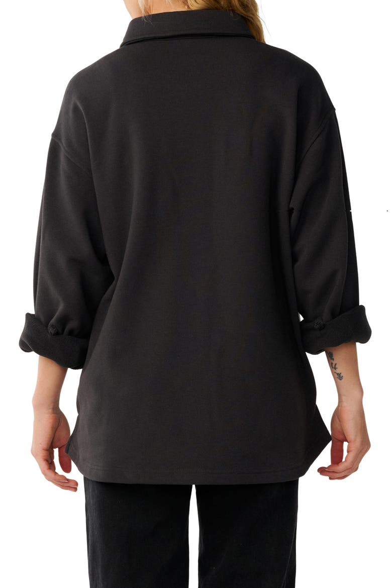 Retro Swell Fleece Shirt Jacket, Alternate, color, WASHED BLACK