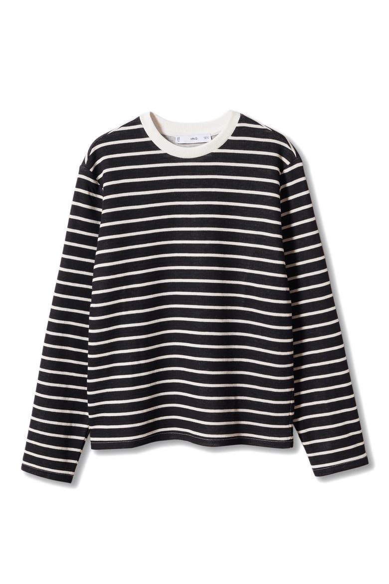 Stripe Cotton Blend Sweatshirt, Alternate, color, BLACK