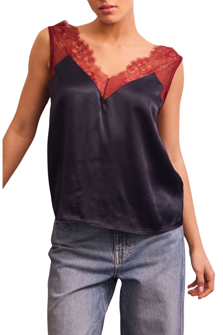 Lace Trim Camisole, Main, color, BLUE