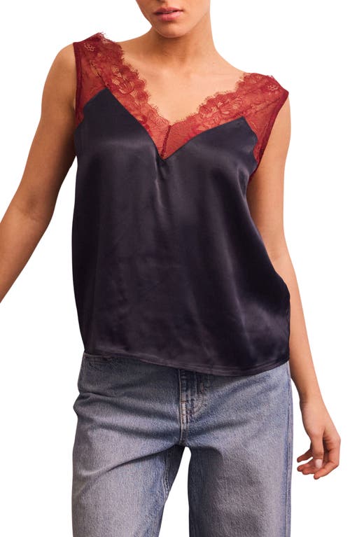 Next Lace Trim Camisole In Blue