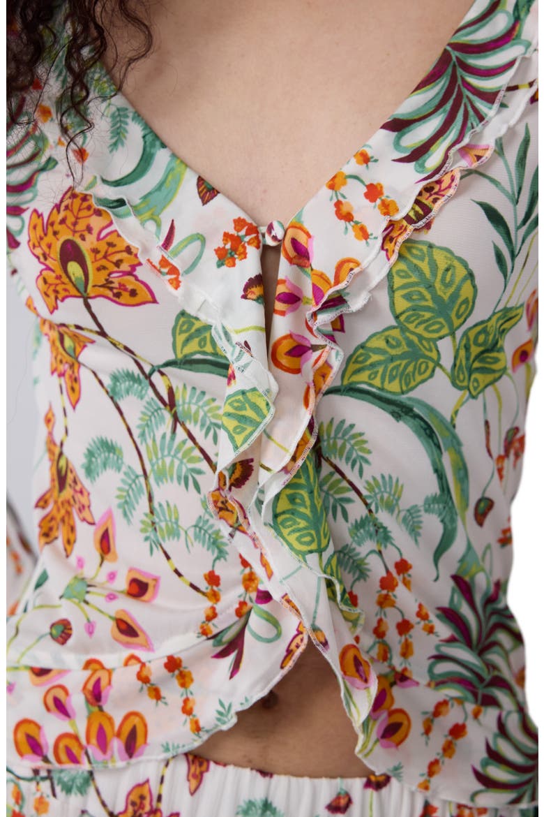 Fern Botanical Ruffle Trim Crop Top, Alternate, color, MIRAGEVINE WHITE