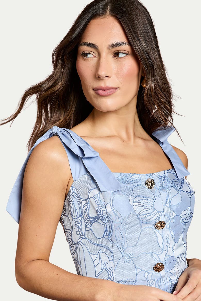 Button Detail Pencil Dress, Alternate, color, Blue