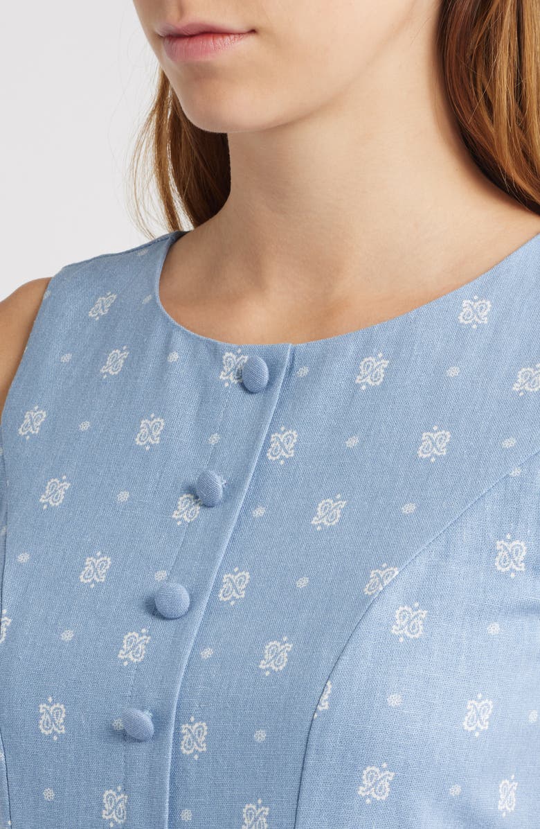 WAYF Martini Drop Waist Minidress, Alternate, color, Chambray Bandana