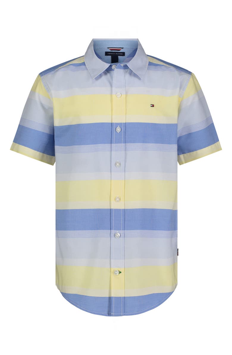 Tommy Hilfiger Kids' Stripe Short Sleeve Button-Up Shirt, Main, color, 