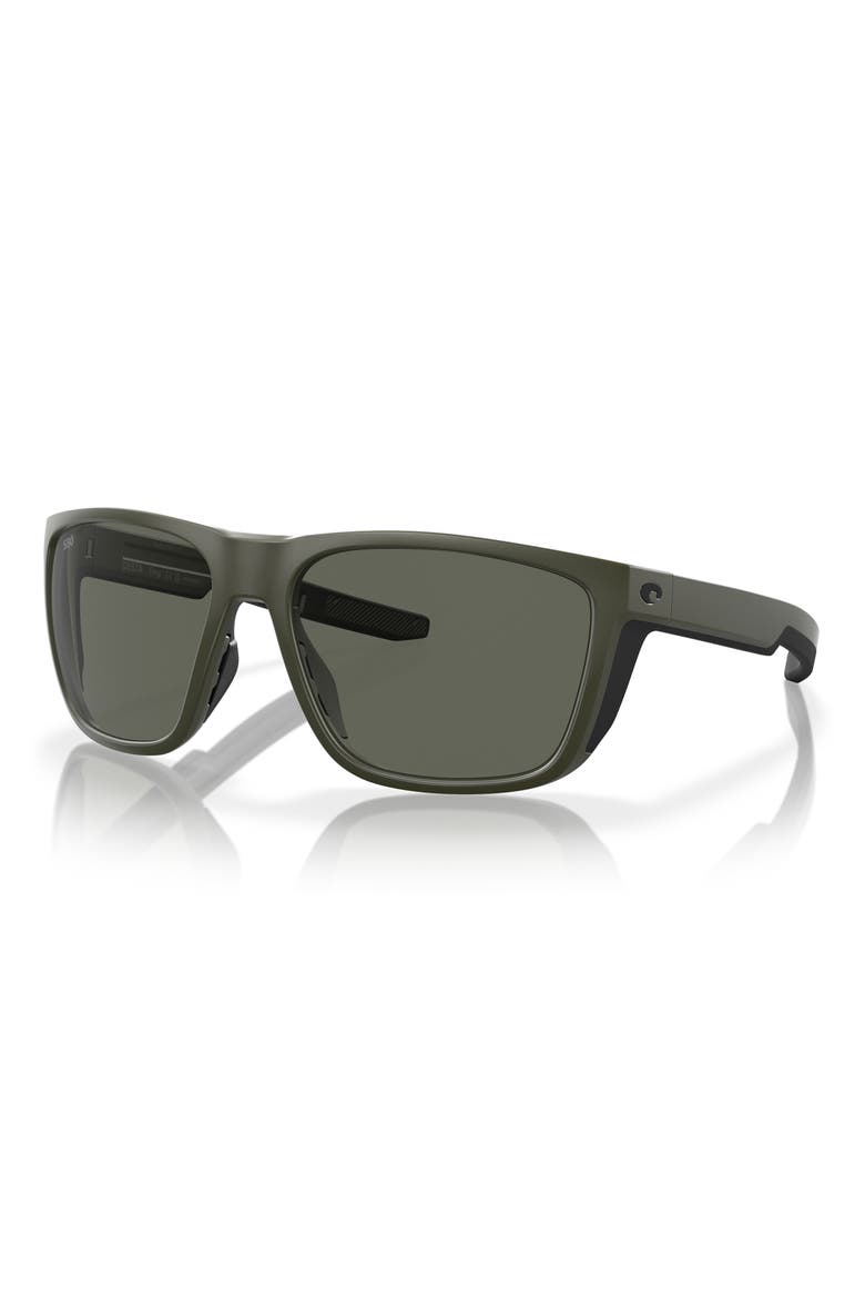 57mm Polarized Square Sunglasses, Alternate, color, MATTE OLIVE/ GRAY 580G