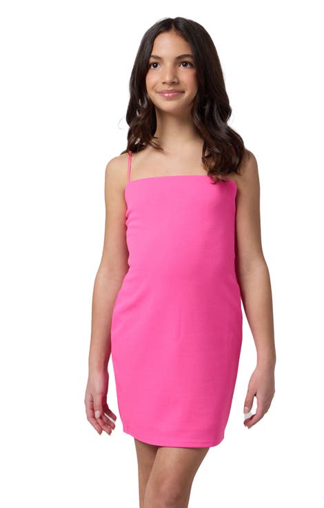 Stretch Crepe Fitted Dress (Big Kid)