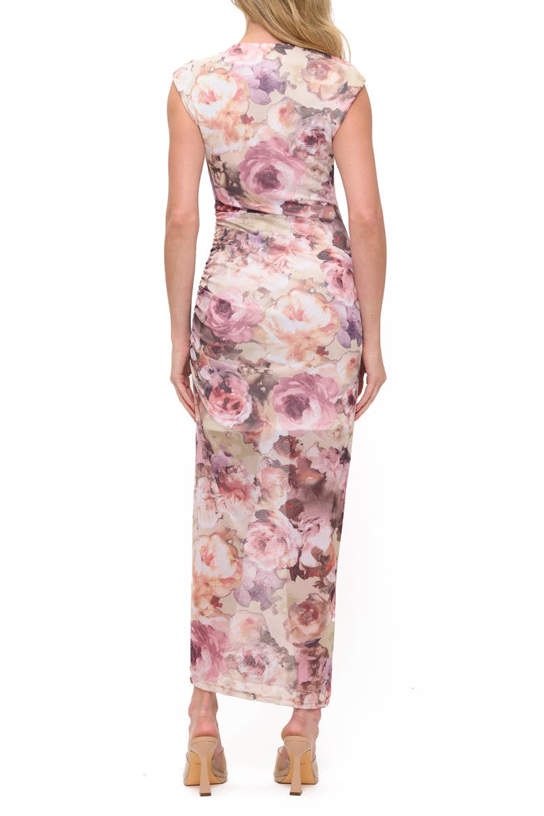 Floral Ruched Sleeveless Dress, Alternate, color, PINK FLORAL