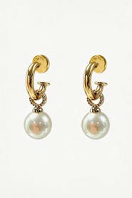 Classicharms Sia Shell Pearl Drop Hoop Earrings