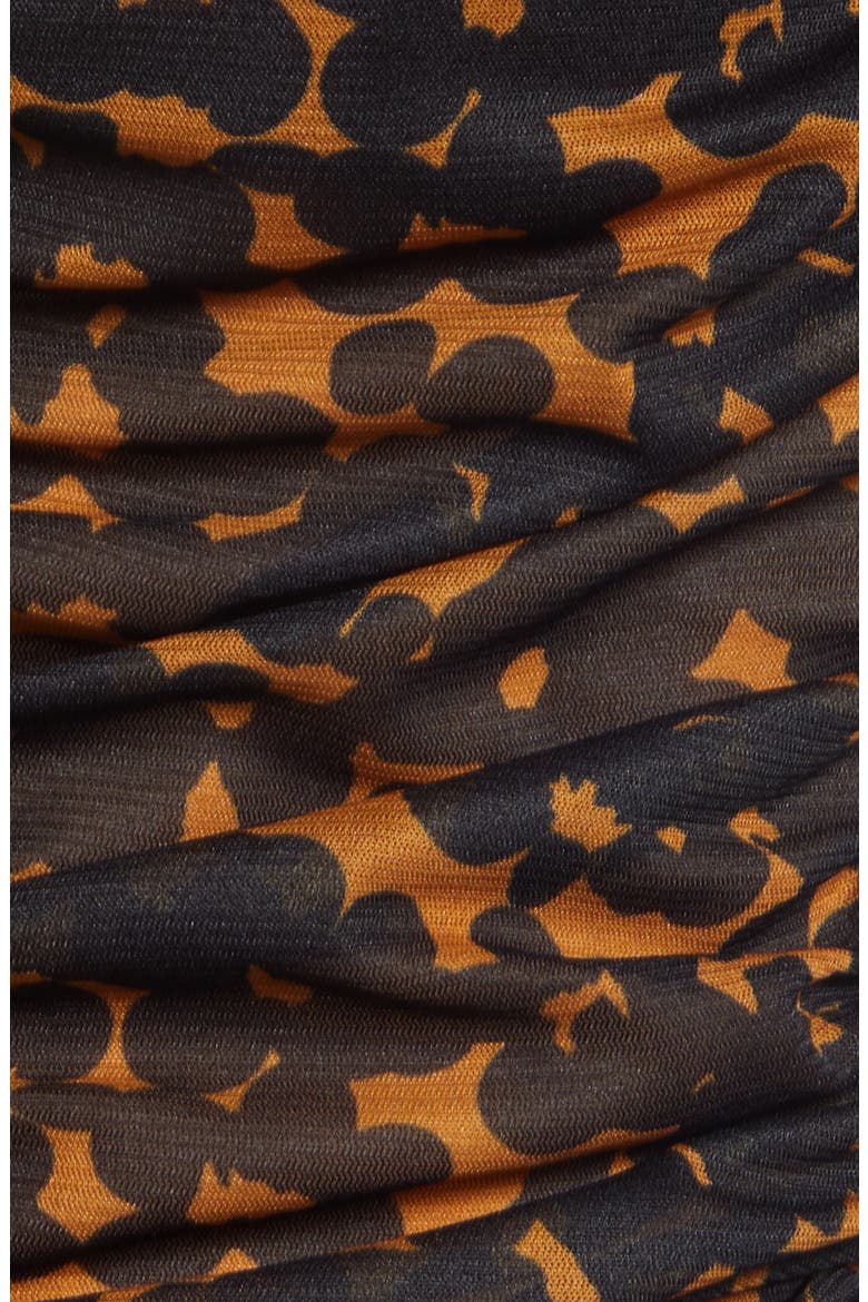 Cristina Martinez Ruched Print Top, Alternate, color, BROWN BLOOM SMUDGE