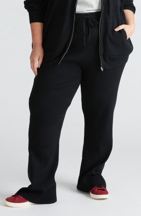 Mola Tie Waist Rib Pants (Plus)