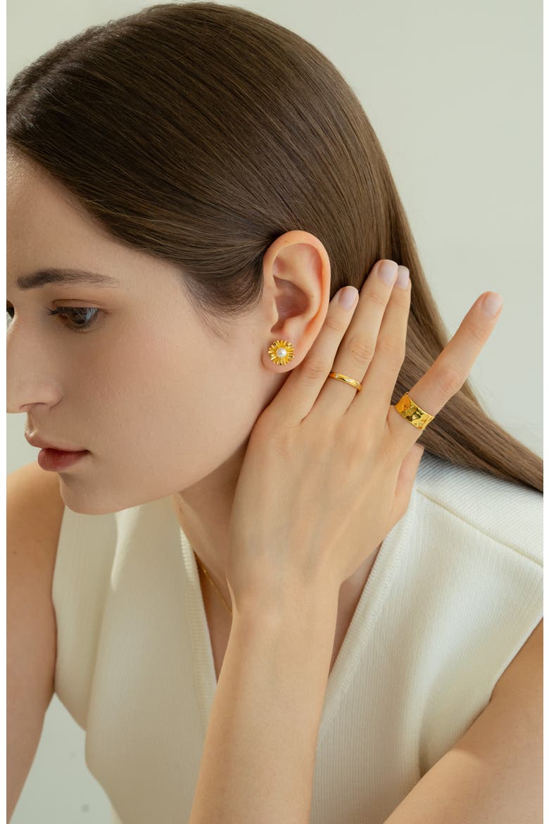 Sterling Silver 18k Gold Plated Sabrina Ring Delicate Modern Dainty, Alternate, color, Gold