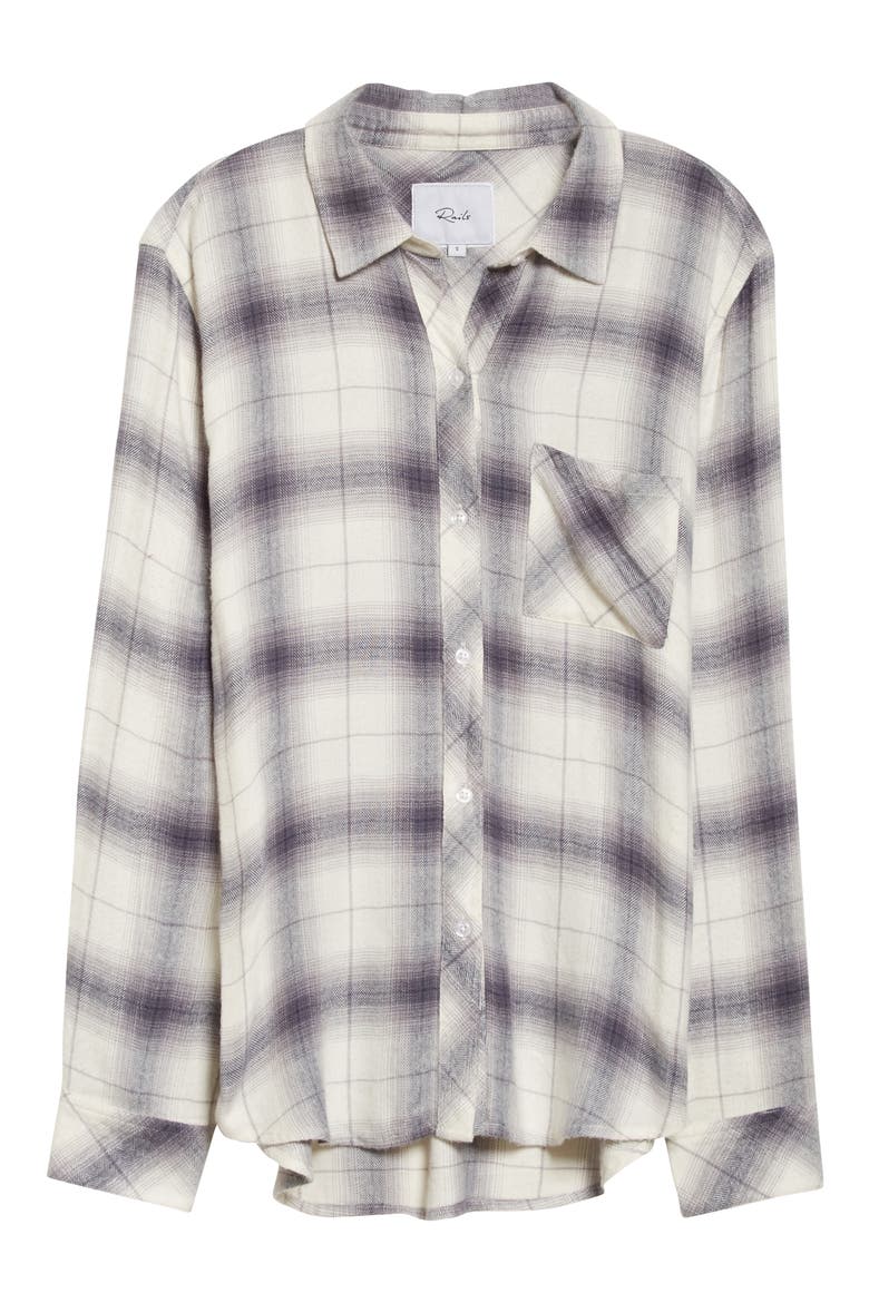 Hunter Plaid Button-Up Shirt, Alternate, color, STERLING WHITE